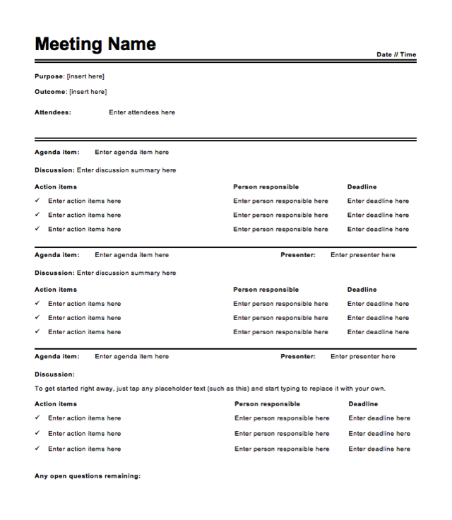 Free Meeting Minutes Template How To Write Meeting Minutes Faster 7674