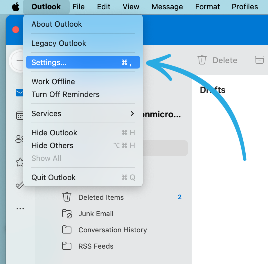 How to sync Outlook calendar with Google Calendar on Mac: Step 1