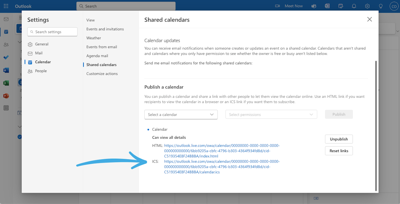 How to sync Outlook calendar with Google Calendar on Web: Step 4