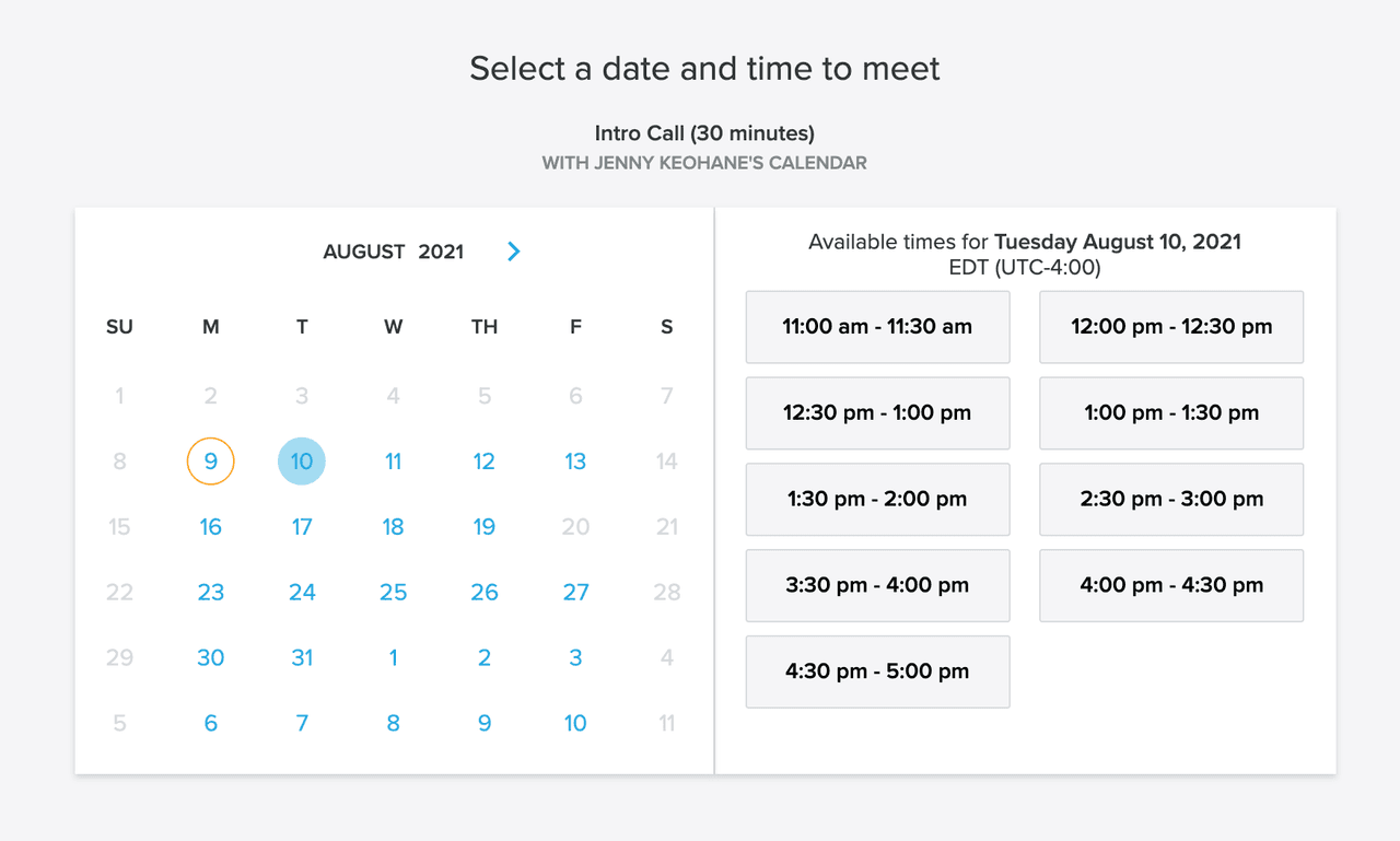 lead capture: Yesware meeting scheduler