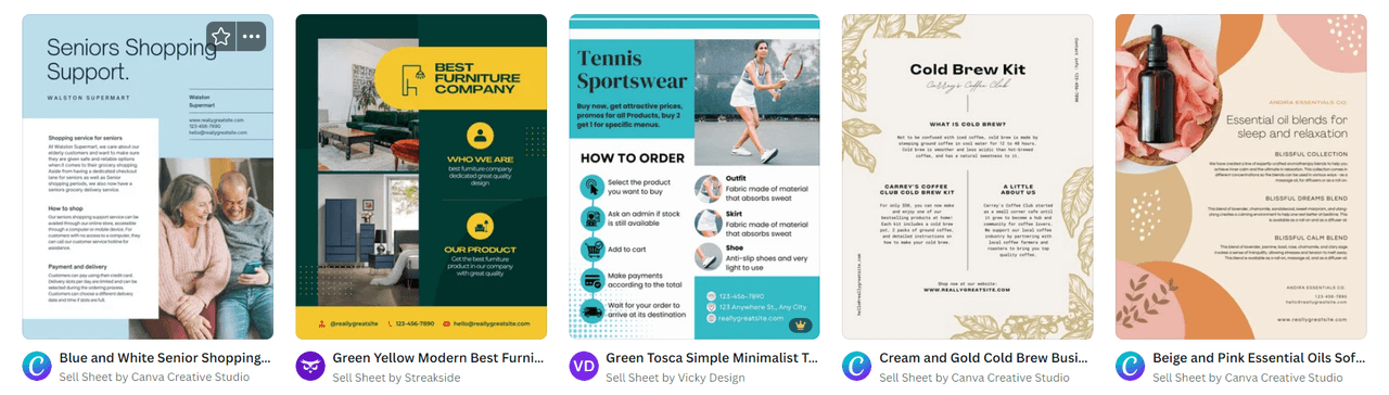 sell sheet: sell sheet templates Canva