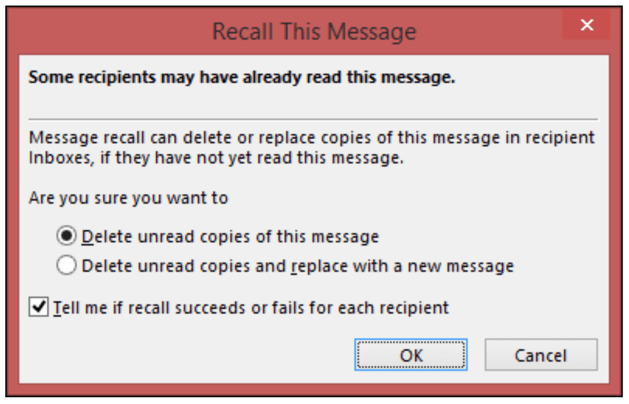 Recall an Email in Outlook