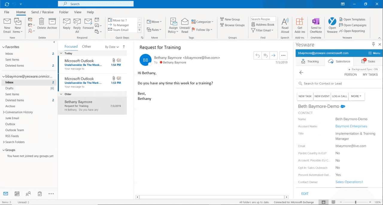 Salesforce Sync in Outlook