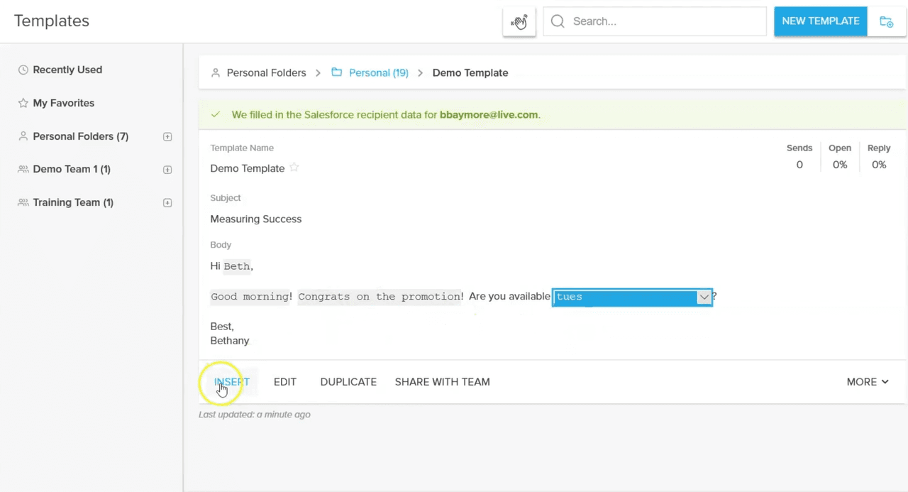 Yesware Email Templates