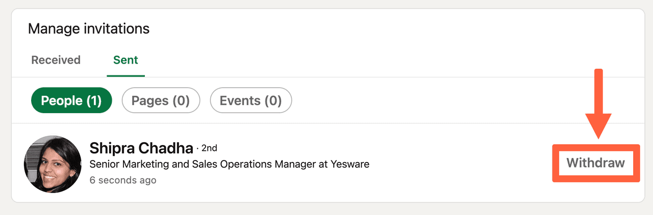 How to withdraw a LinkedIn connection request