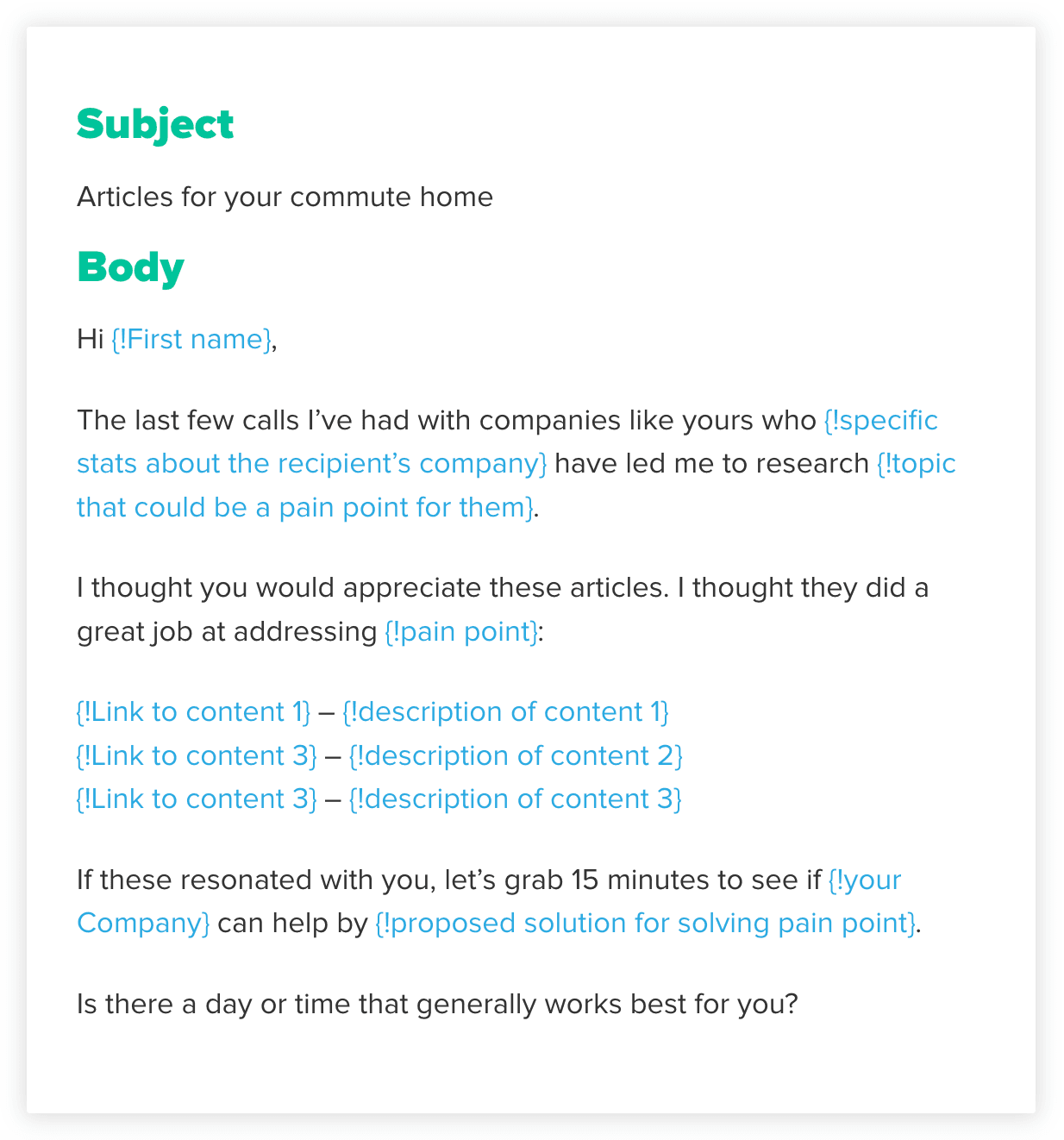b2b email template examples: cold outreach