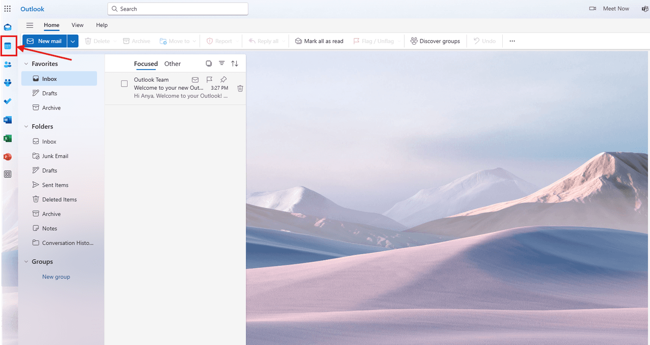 how to automate emails in outlook: calendar navigate