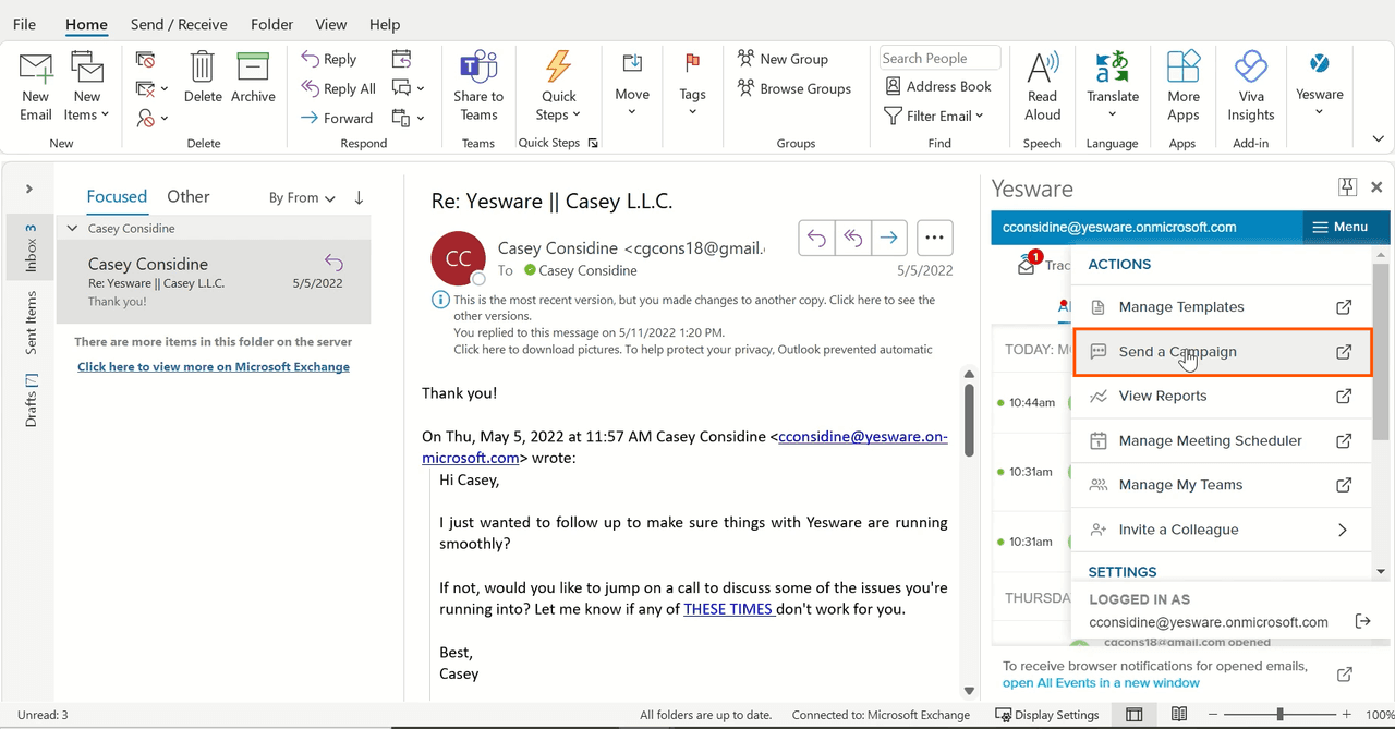 how to automate emails in outlook: campaign