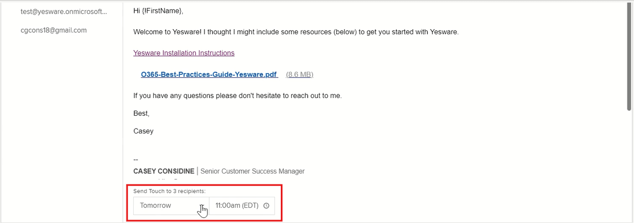 how to automate emails in outlook: select day