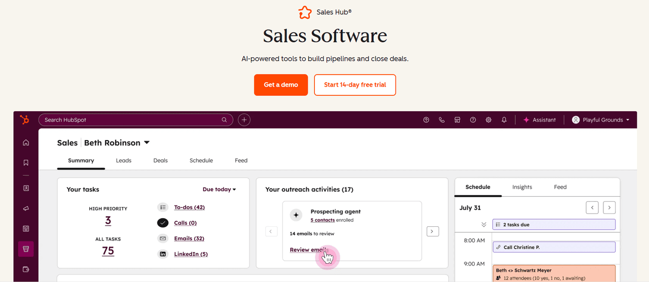 Automated sales follow-ups: HubSpot Sales Hub