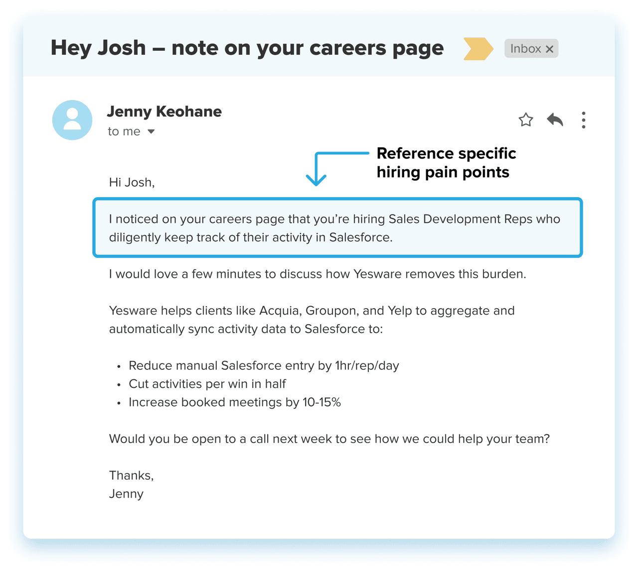 Automated sales follow-ups: personalize the opening line of your follow-up email